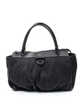 Gucci Large Abbey D Ring Tote Dark Brown GG Denim Canvas